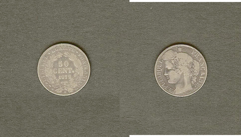 50 centimes Cérès, IIIe République 1872 Paris TB+